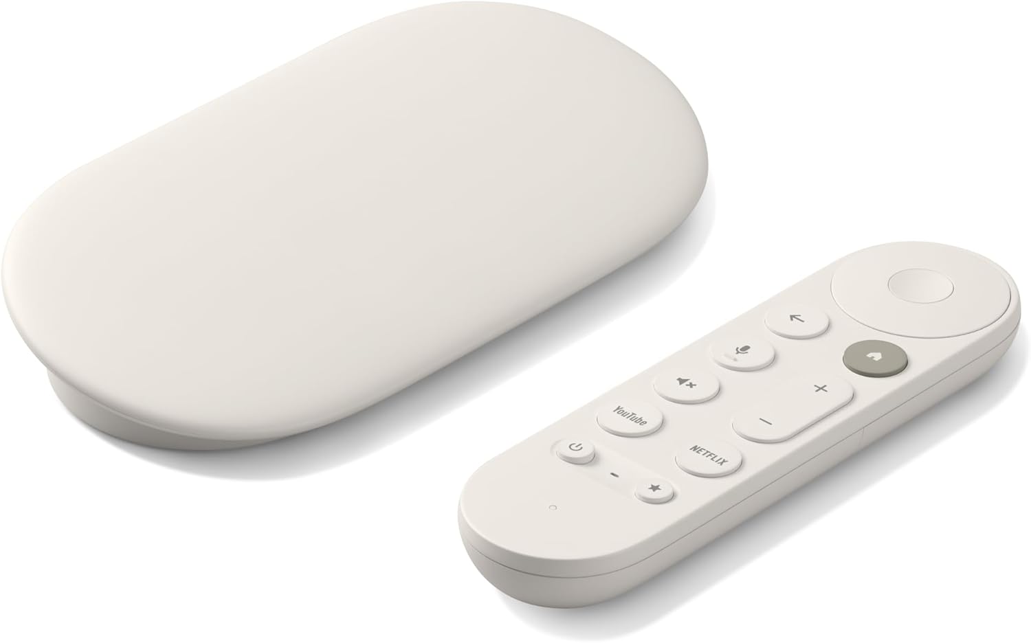 Google TV Streamer 4K Porcelain Design Google TV Streamer 4K porcelain streaming device front view