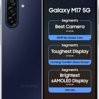 Samsung Galaxy M17 5G Sapphire Black front and back
