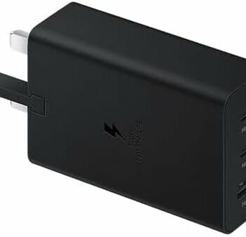 Samsung 65W Power Adapter Trio Black EP-T6530NBEGAE with three charging ports and Super Fast Charging support